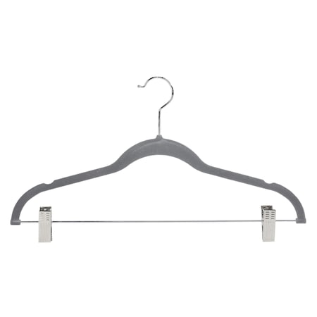 Simplify Velvet Hangers with Clips in Grey, 6PK 23250-GREY